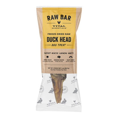 Vital Essentials Dog Raw Bar Freeze-Dried Raw Duck Head Treat 1oz. - (Case of 38)