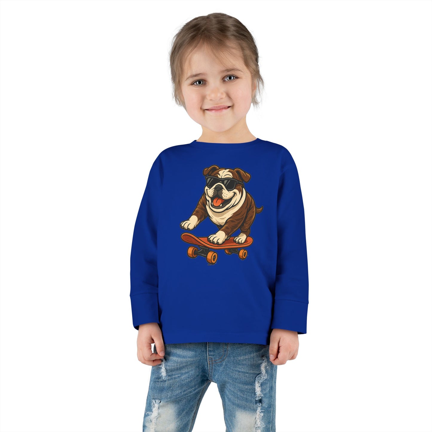 Skateboarding Dog Toddler Long Sleeve Tee