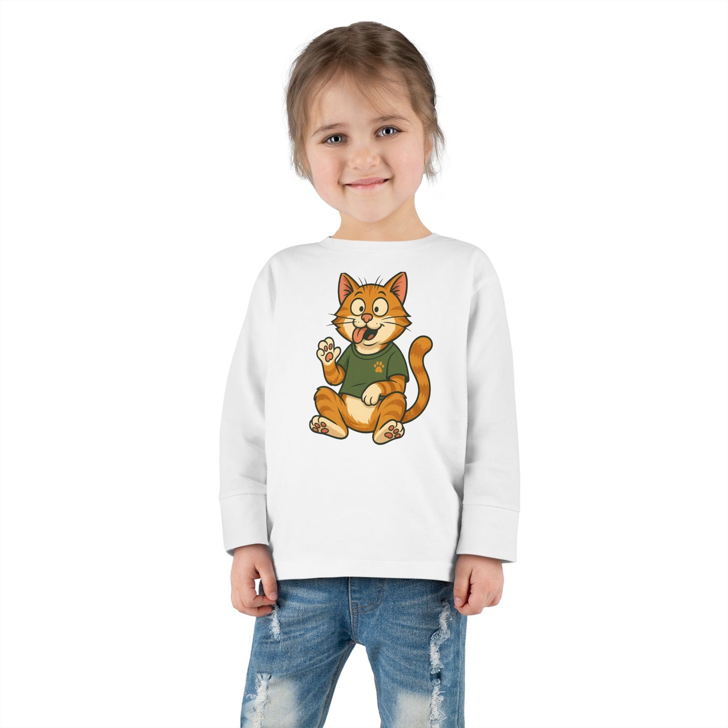 Goofy Cat Toddler Long Sleeve Tee