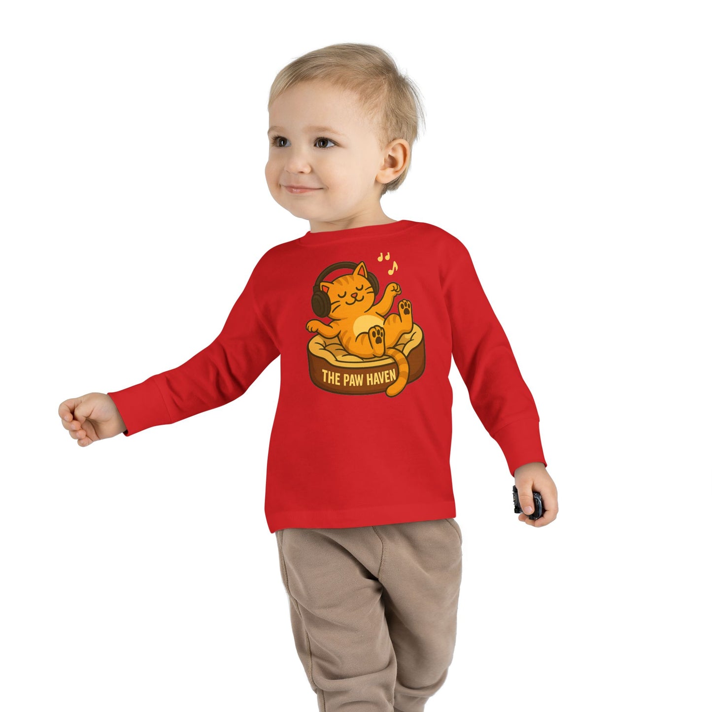 Jamming Cat Toddler Long Sleeve Tee