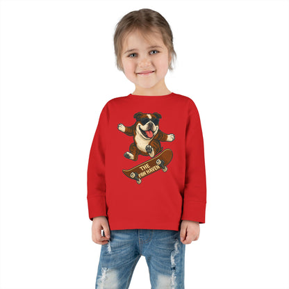Skateboarding Dog Toddler Long Sleeve Tee