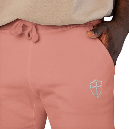 Cross Shield Fleece Sweatpants with Embroidered Design