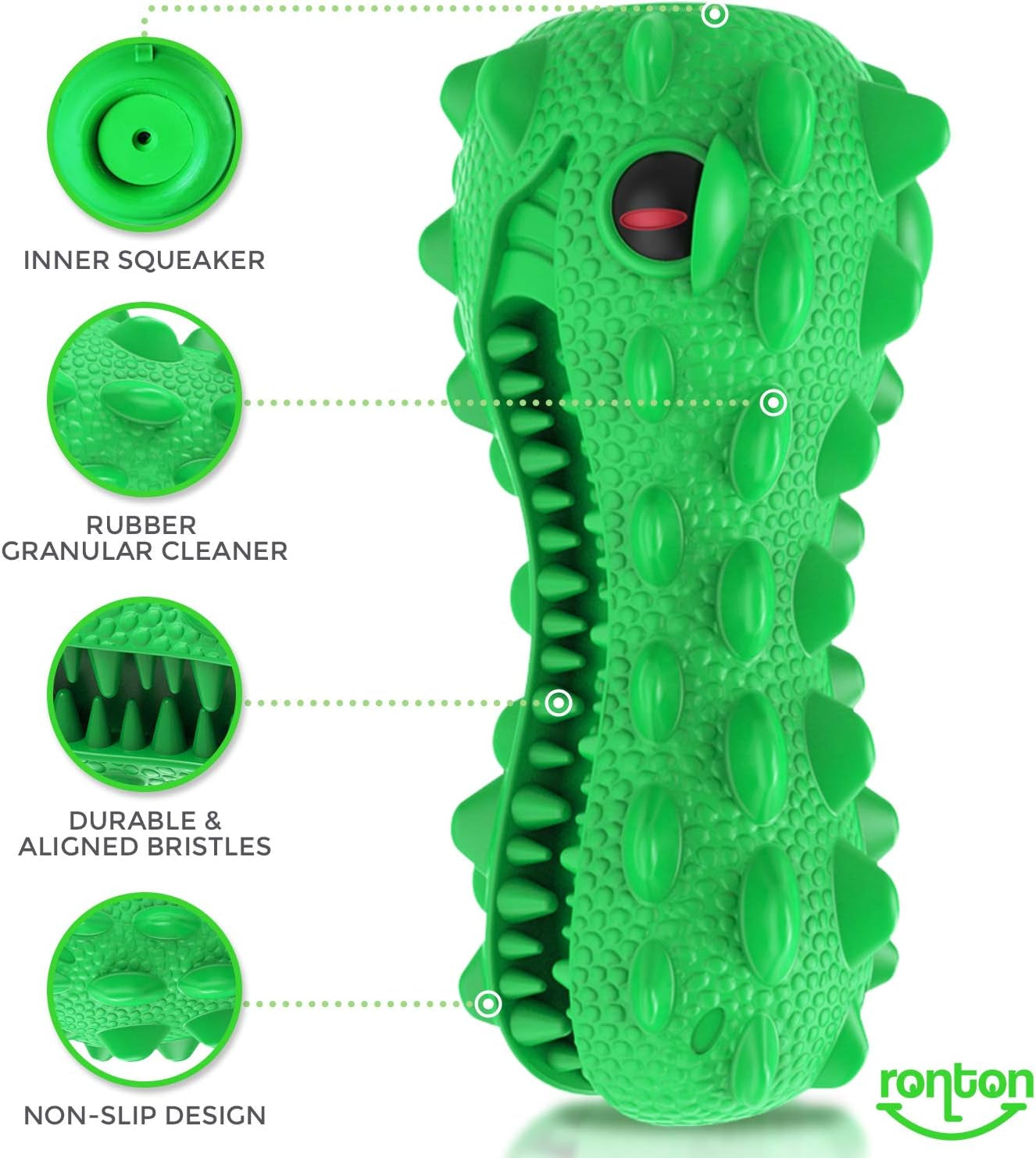 Cat Toothbrush - Durable Hard Rubber Cat Dental Care, Interactive Toothbrush Chew Toy (1 Pack Dino)