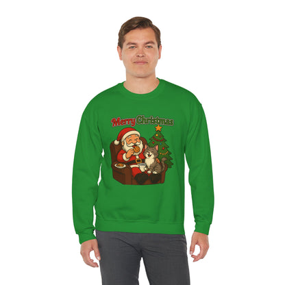 Merry Christmas Santa with Cat Crewneck