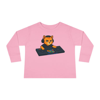 DJ Cat Toddler Long Sleeve Tee