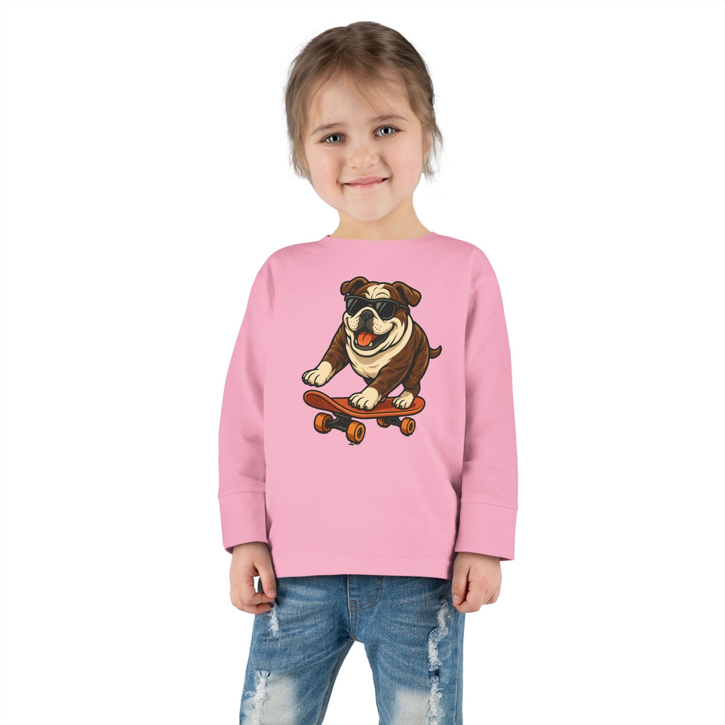 Skateboarding Dog Toddler Long Sleeve Tee