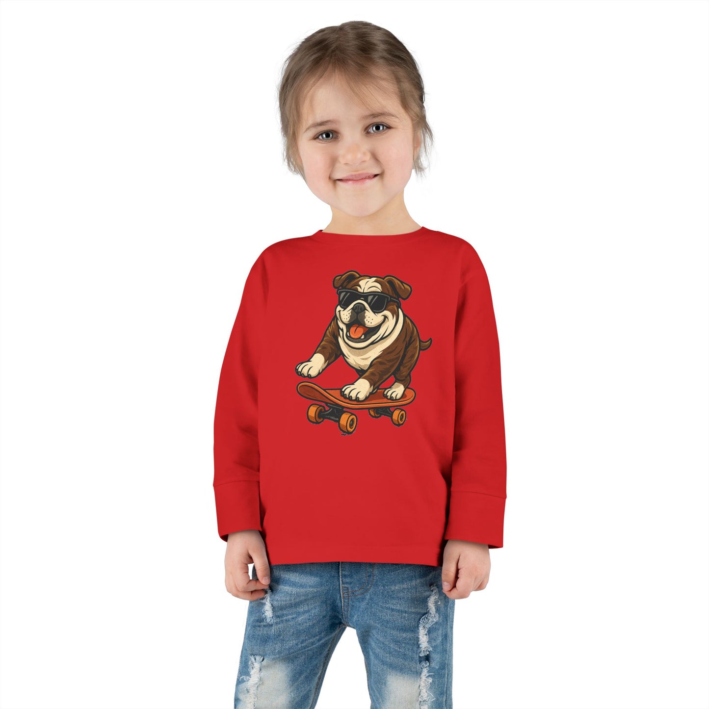 Skateboarding Dog Toddler Long Sleeve Tee