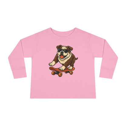 Skateboarding Dog Toddler Long Sleeve Tee