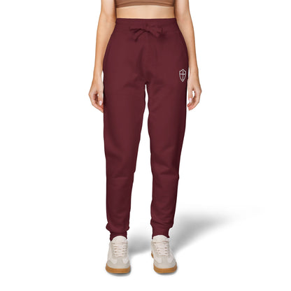 Cross Shield Fleece Sweatpants with Embroidered Design