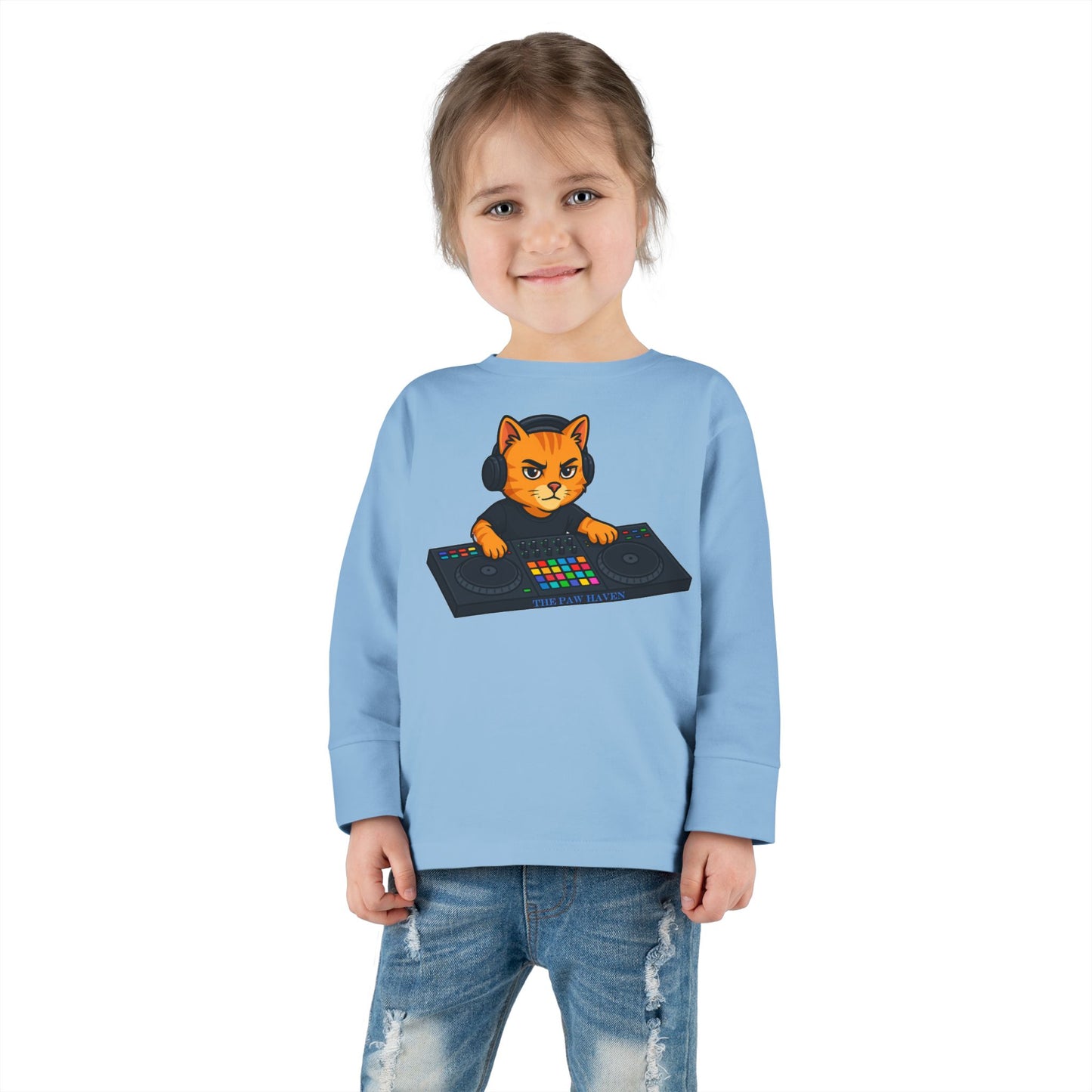 DJ Cat Toddler Long Sleeve Tee