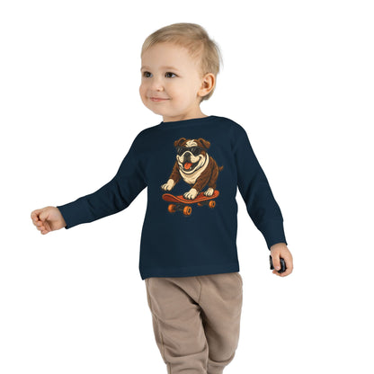 Skateboarding Dog Toddler Long Sleeve Tee