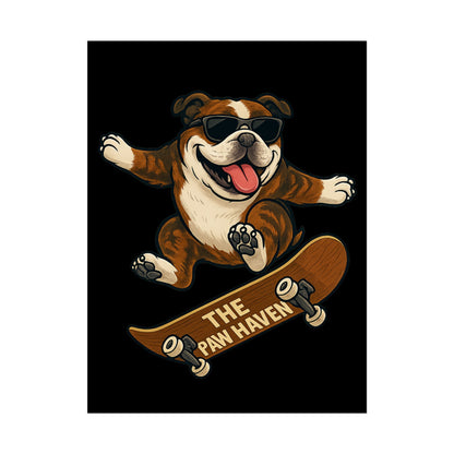Skateboarding Bulldog Poster