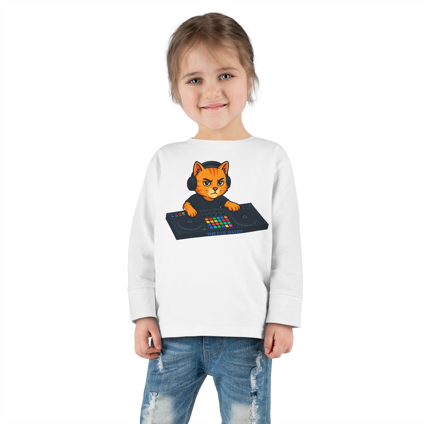 DJ Cat Toddler Long Sleeve Tee