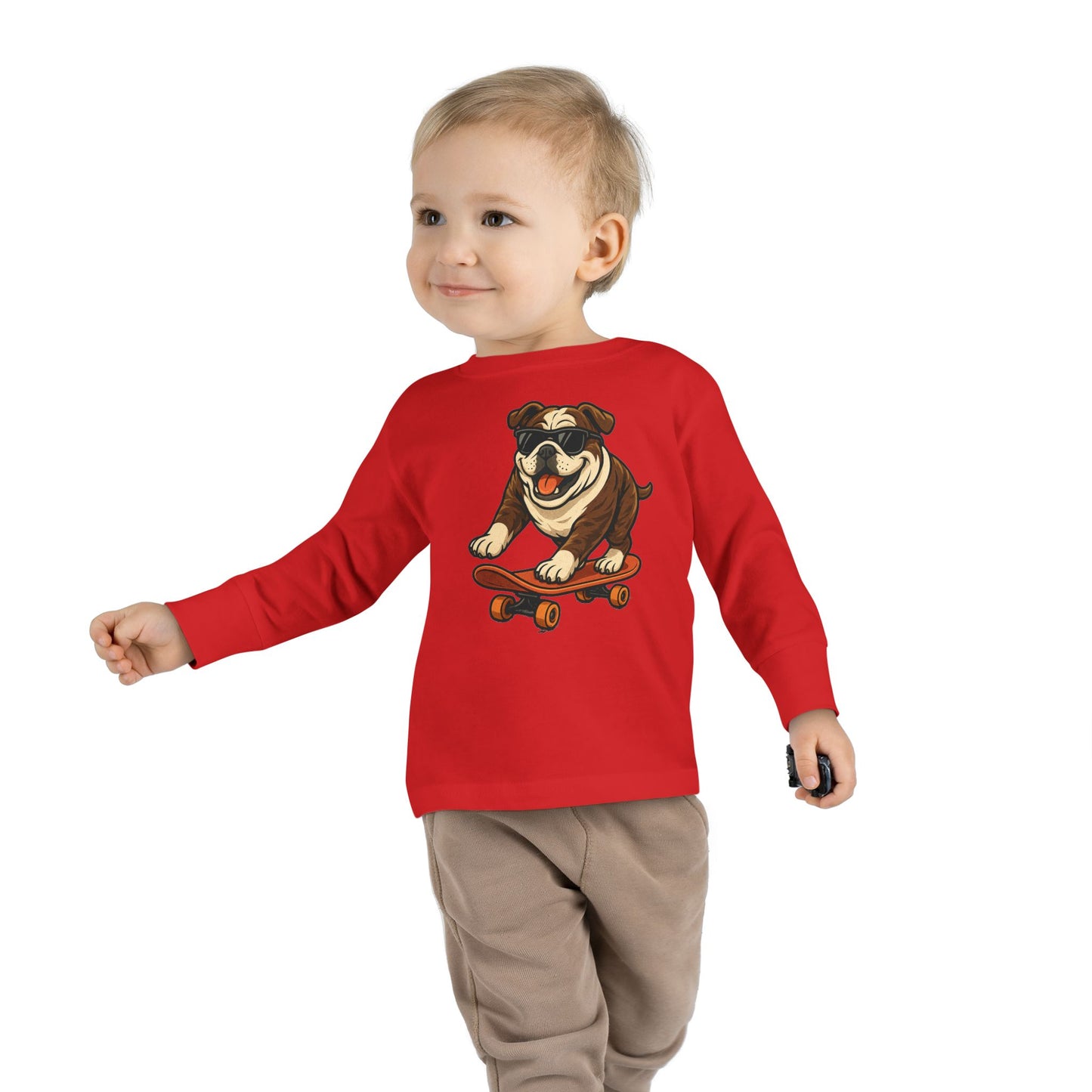 Skateboarding Dog Toddler Long Sleeve Tee