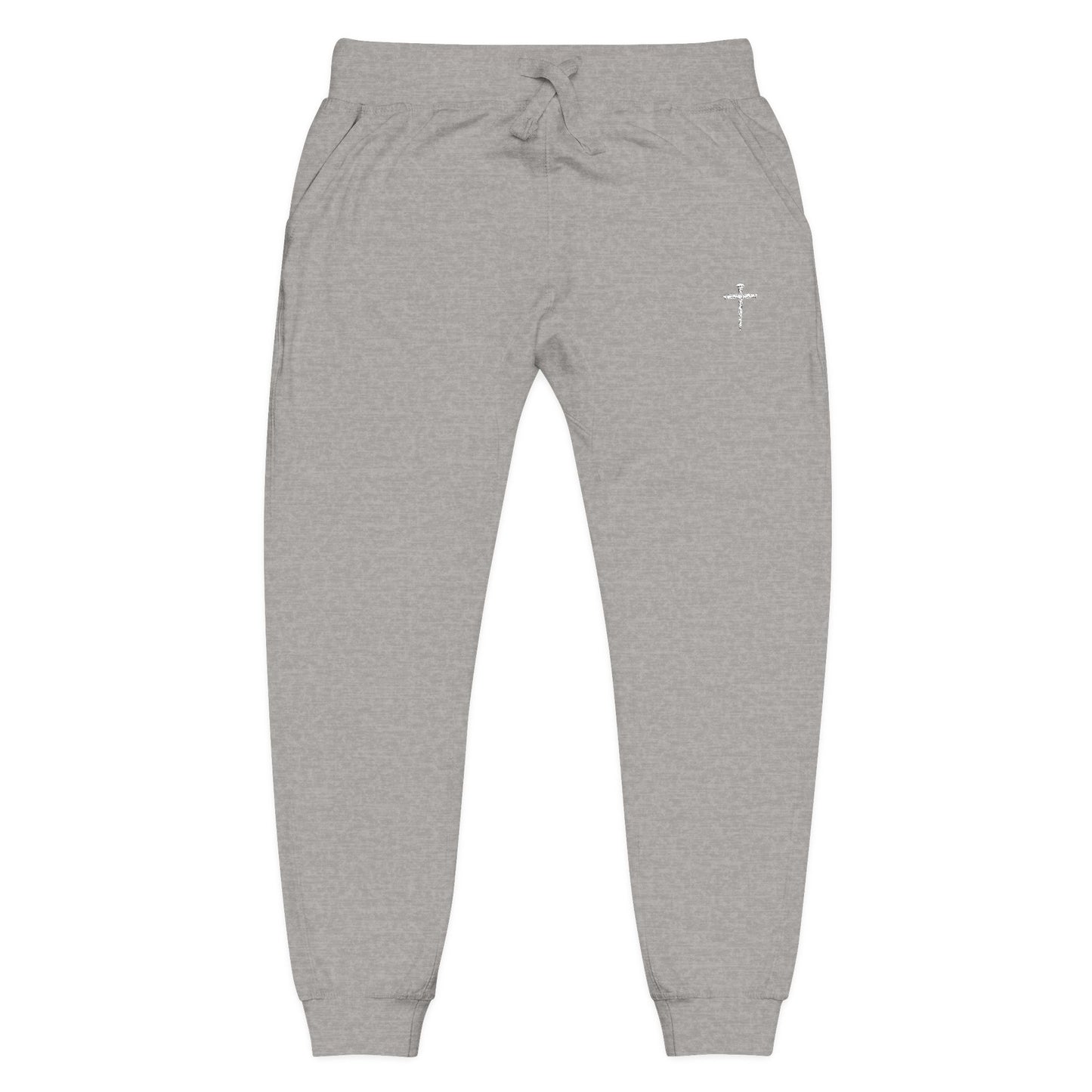 Nail Cross Embroidered Unisex Fleece Sweatpants