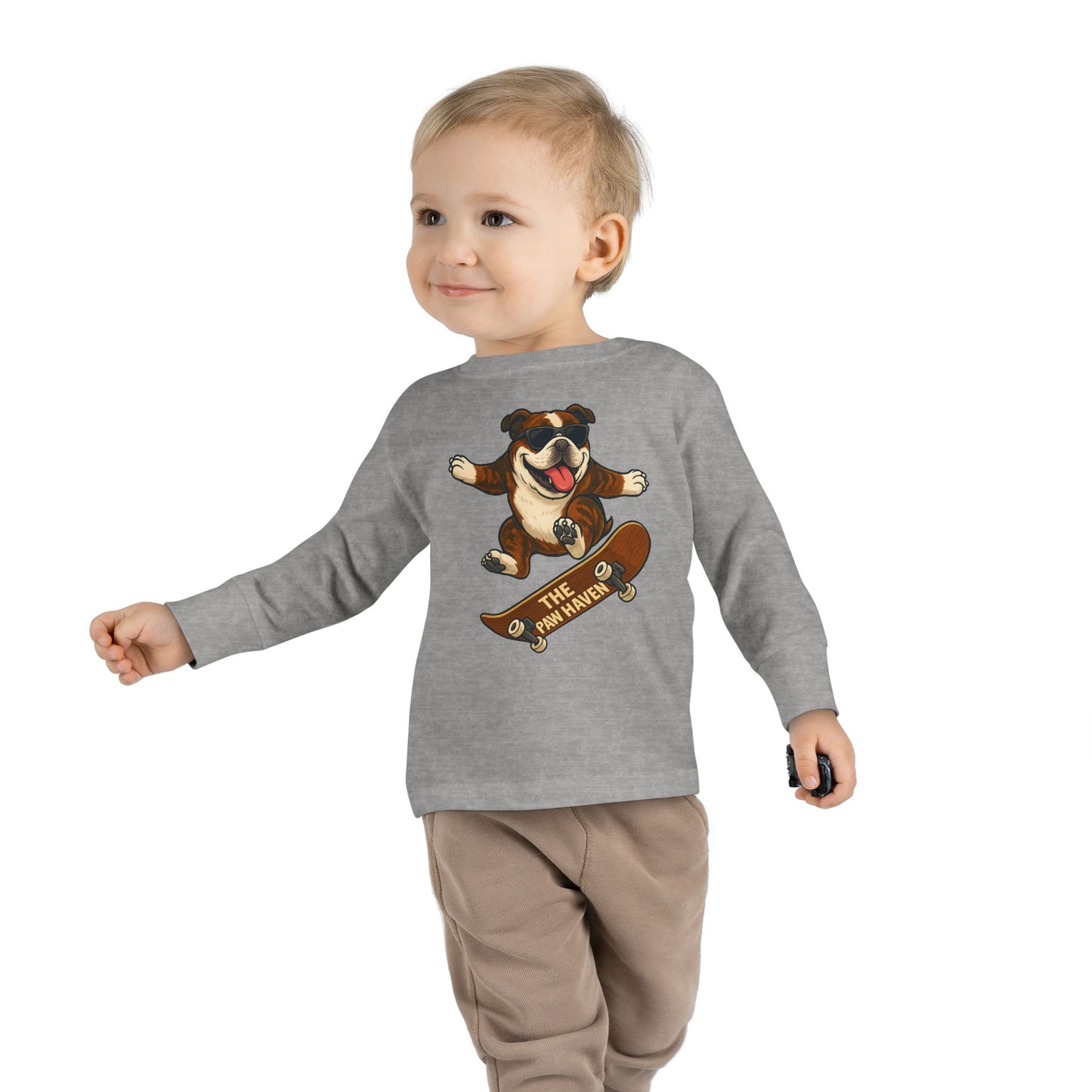 Skateboarding Dog Toddler Long Sleeve Tee