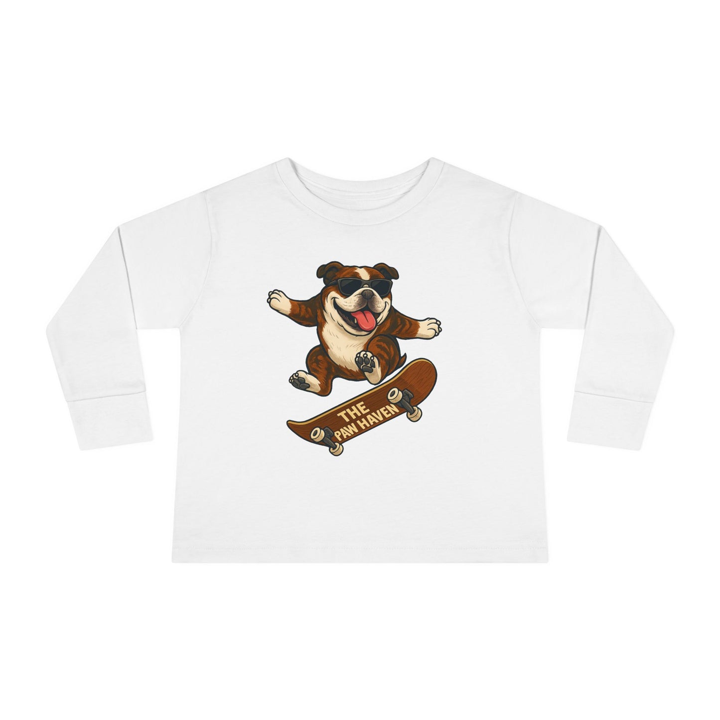 Skateboarding Dog Toddler Long Sleeve Tee
