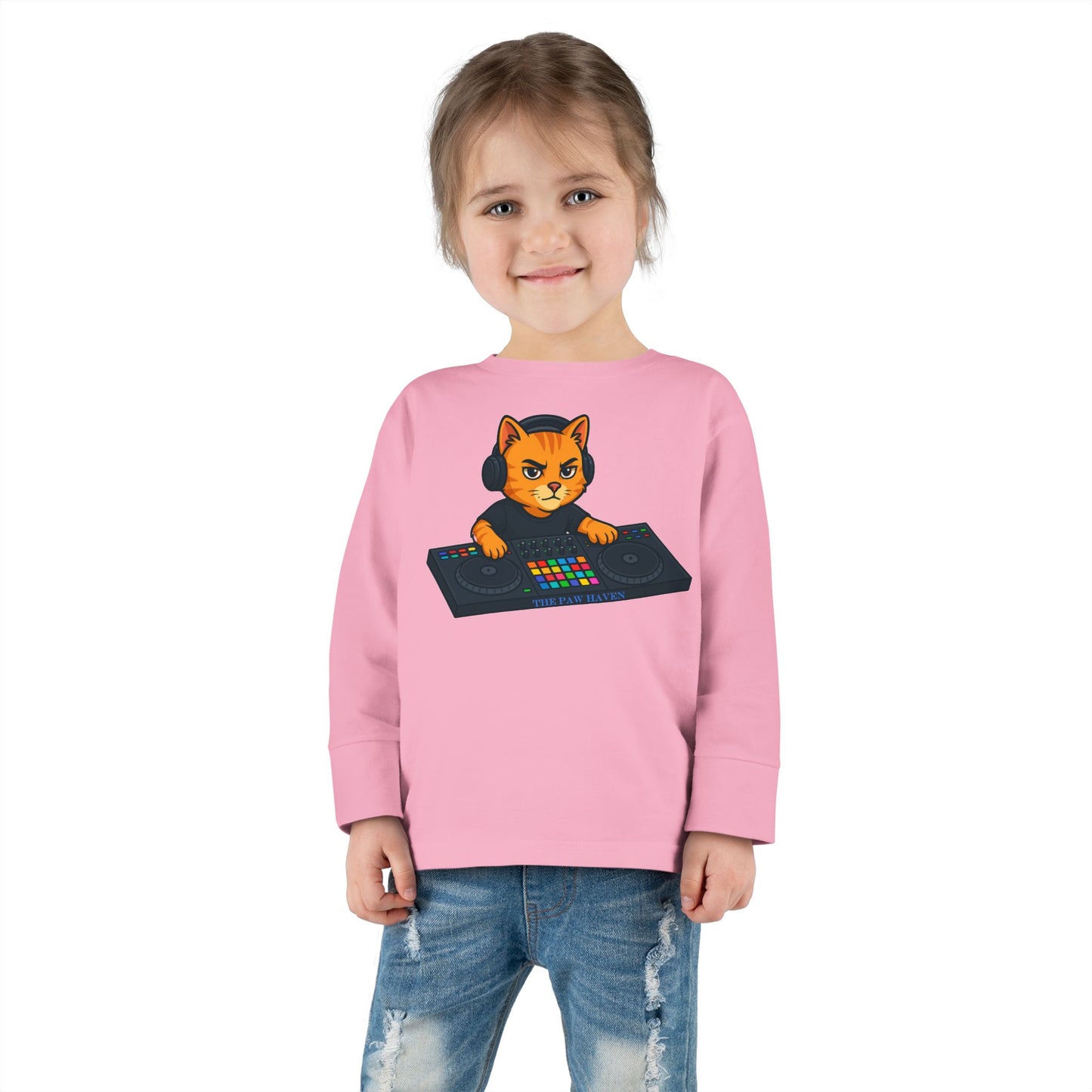 DJ Cat Toddler Long Sleeve Tee