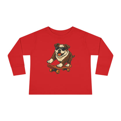 Skateboarding Dog Toddler Long Sleeve Tee