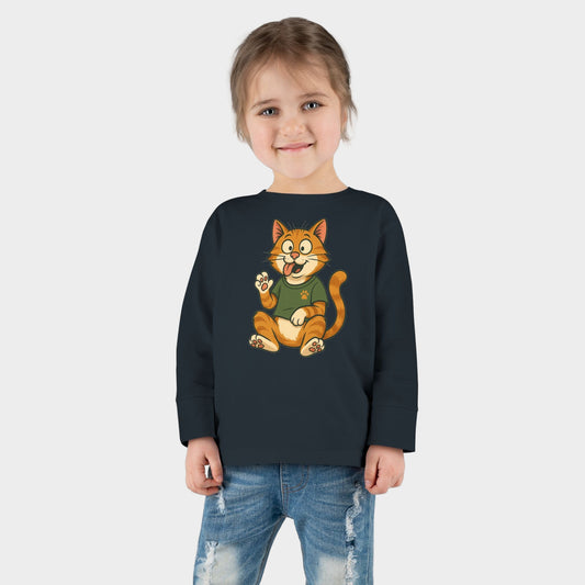 Goofy Cat Toddler Long Sleeve Tee