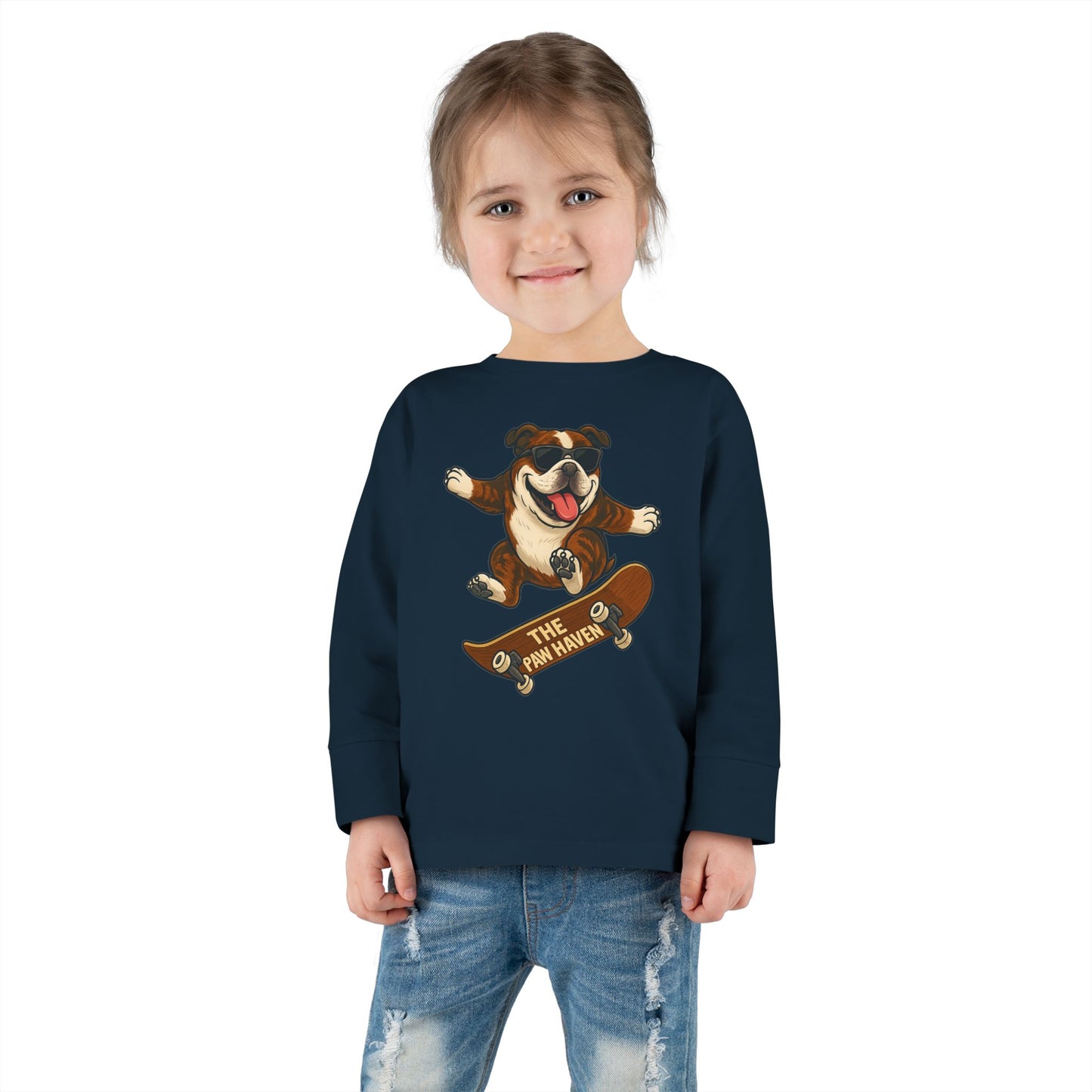 Skateboarding Dog Toddler Long Sleeve Tee