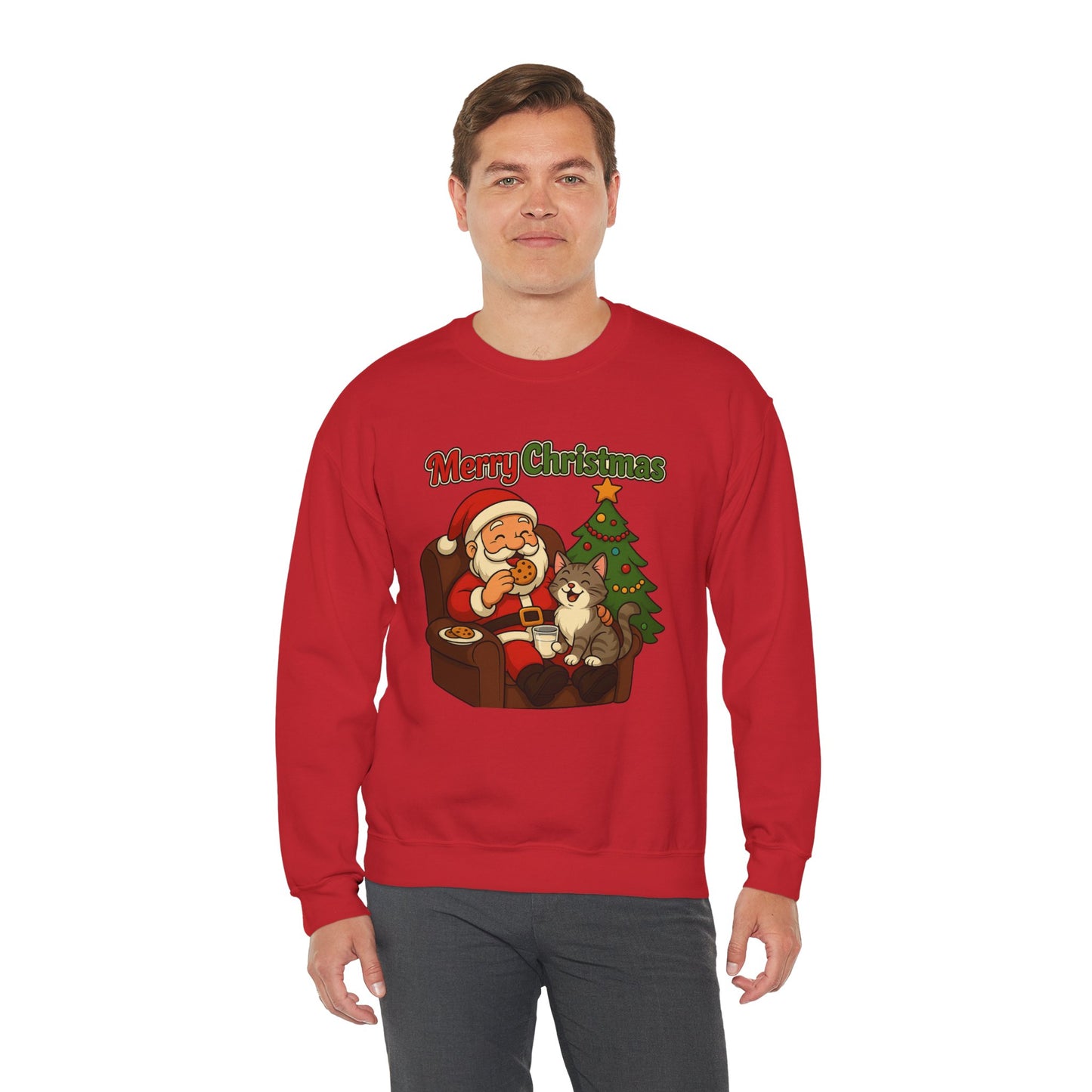 Merry Christmas Santa with Cat Crewneck