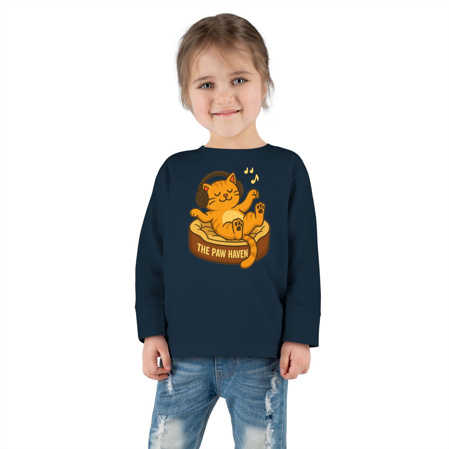 Jamming Cat Toddler Long Sleeve Tee