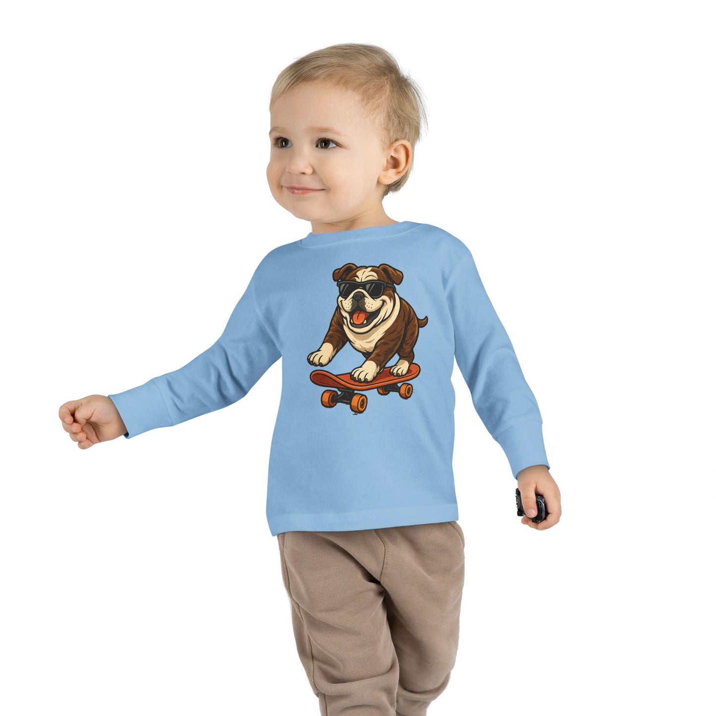 Skateboarding Dog Toddler Long Sleeve Tee