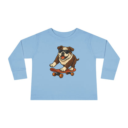 Skateboarding Dog Toddler Long Sleeve Tee
