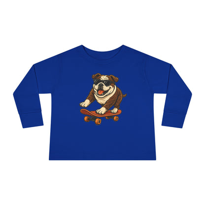 Skateboarding Dog Toddler Long Sleeve Tee