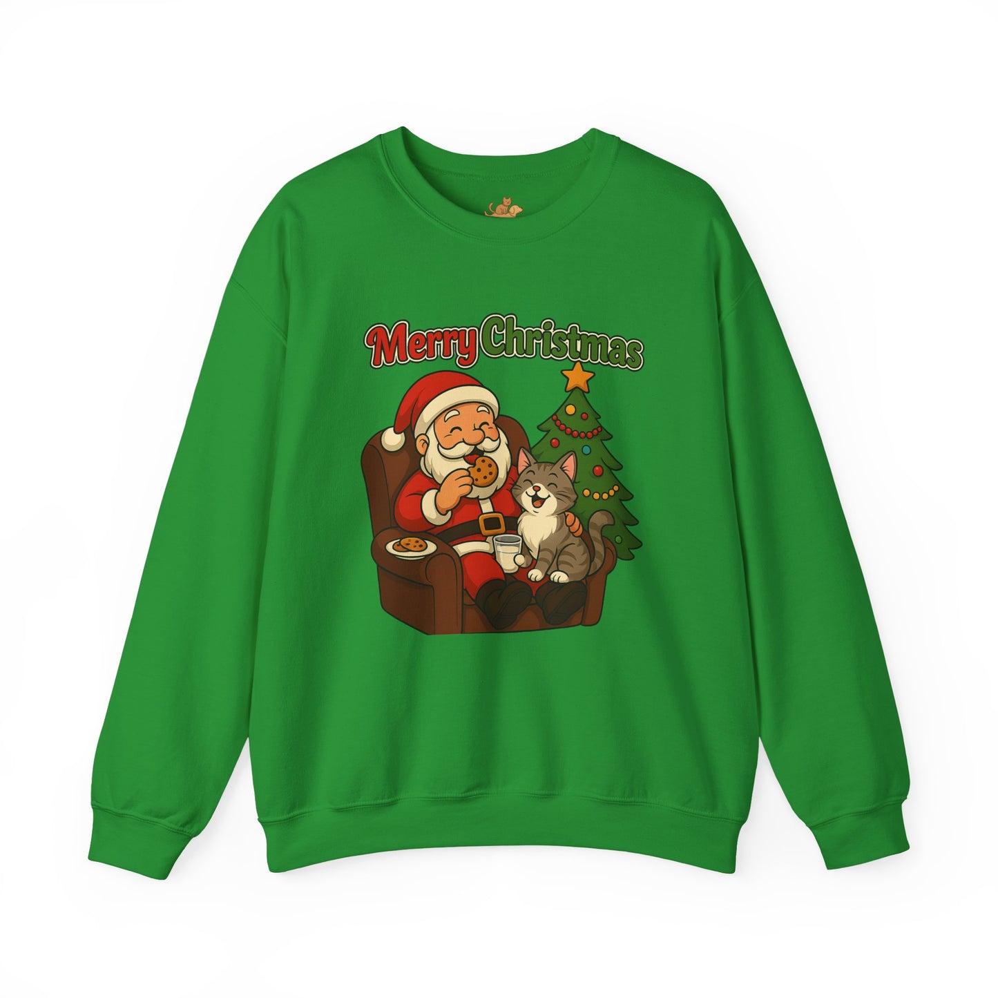 Merry Christmas Santa with Cat Crewneck