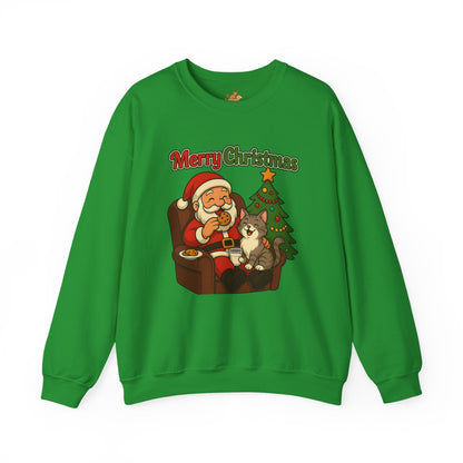 Merry Christmas Santa with Cat Crewneck