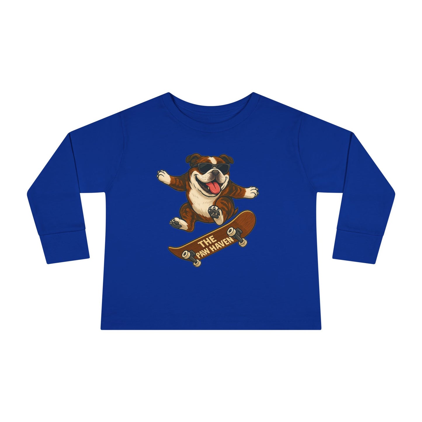 Skateboarding Dog Toddler Long Sleeve Tee