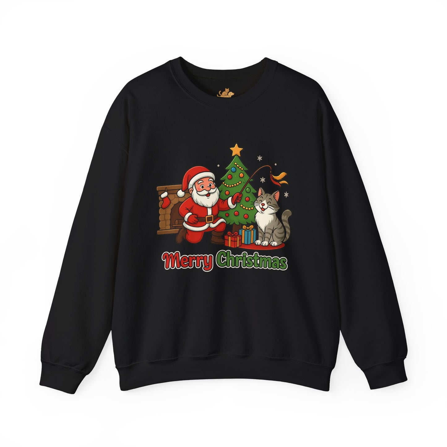 Merry Christmas Santa & Cat Holiday Crewneck