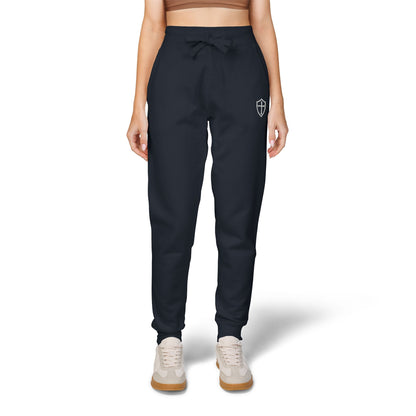 Cross Shield Fleece Sweatpants with Embroidered Design