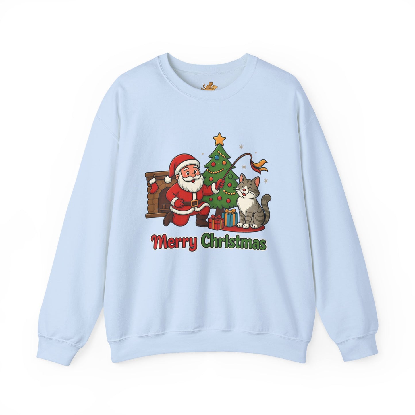 Merry Christmas Santa & Cat Holiday Crewneck