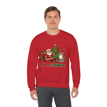 Merry Christmas Santa & Cat Holiday Crewneck