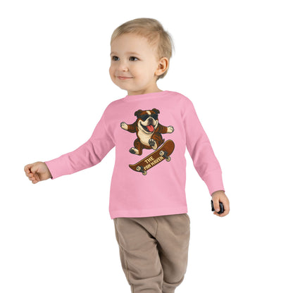 Skateboarding Dog Toddler Long Sleeve Tee