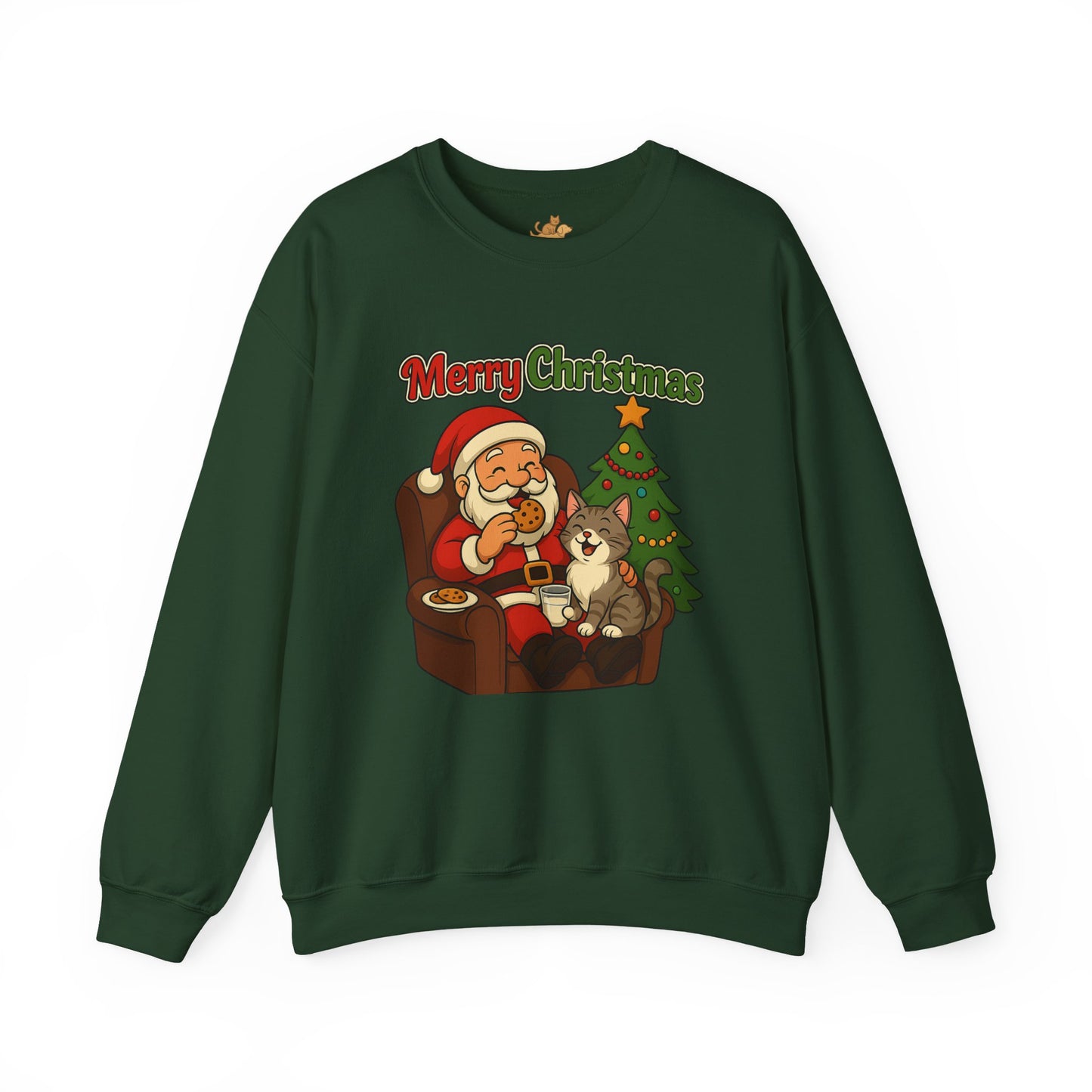 Merry Christmas Santa with Cat Crewneck