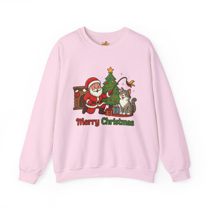 Merry Christmas Santa & Cat Holiday Crewneck