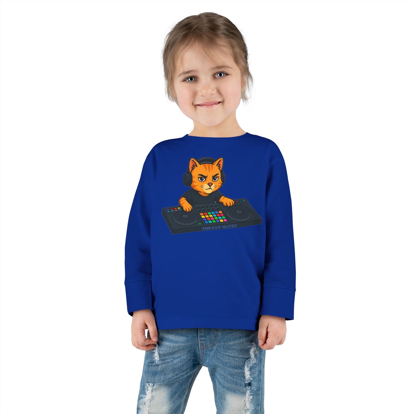 DJ Cat Toddler Long Sleeve Tee