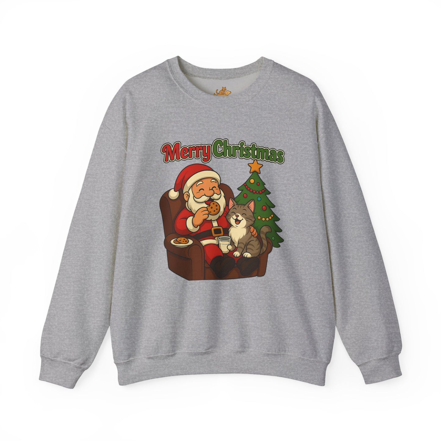 Merry Christmas Santa with Cat Crewneck