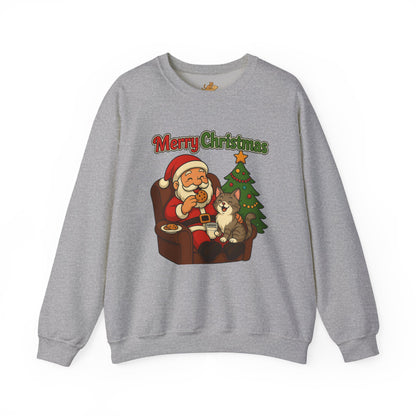 Merry Christmas Santa with Cat Crewneck