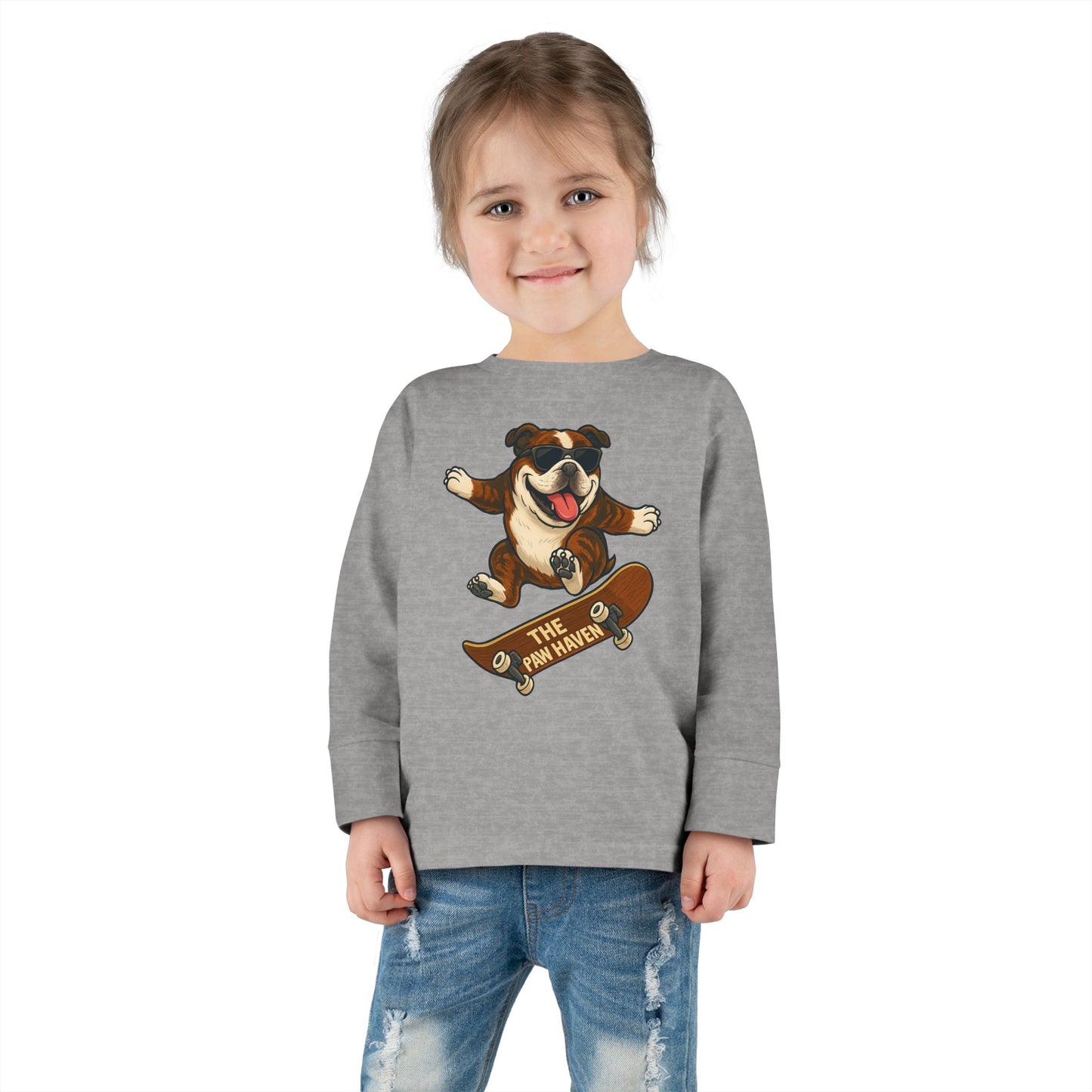 Skateboarding Dog Toddler Long Sleeve Tee