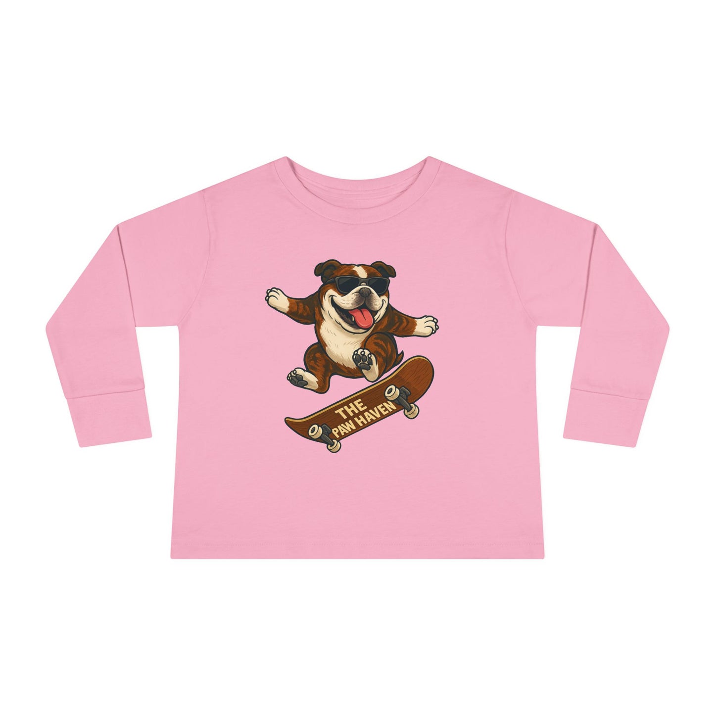 Skateboarding Dog Toddler Long Sleeve Tee