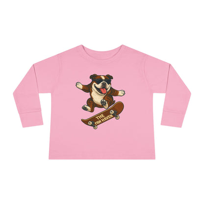 Skateboarding Dog Toddler Long Sleeve Tee