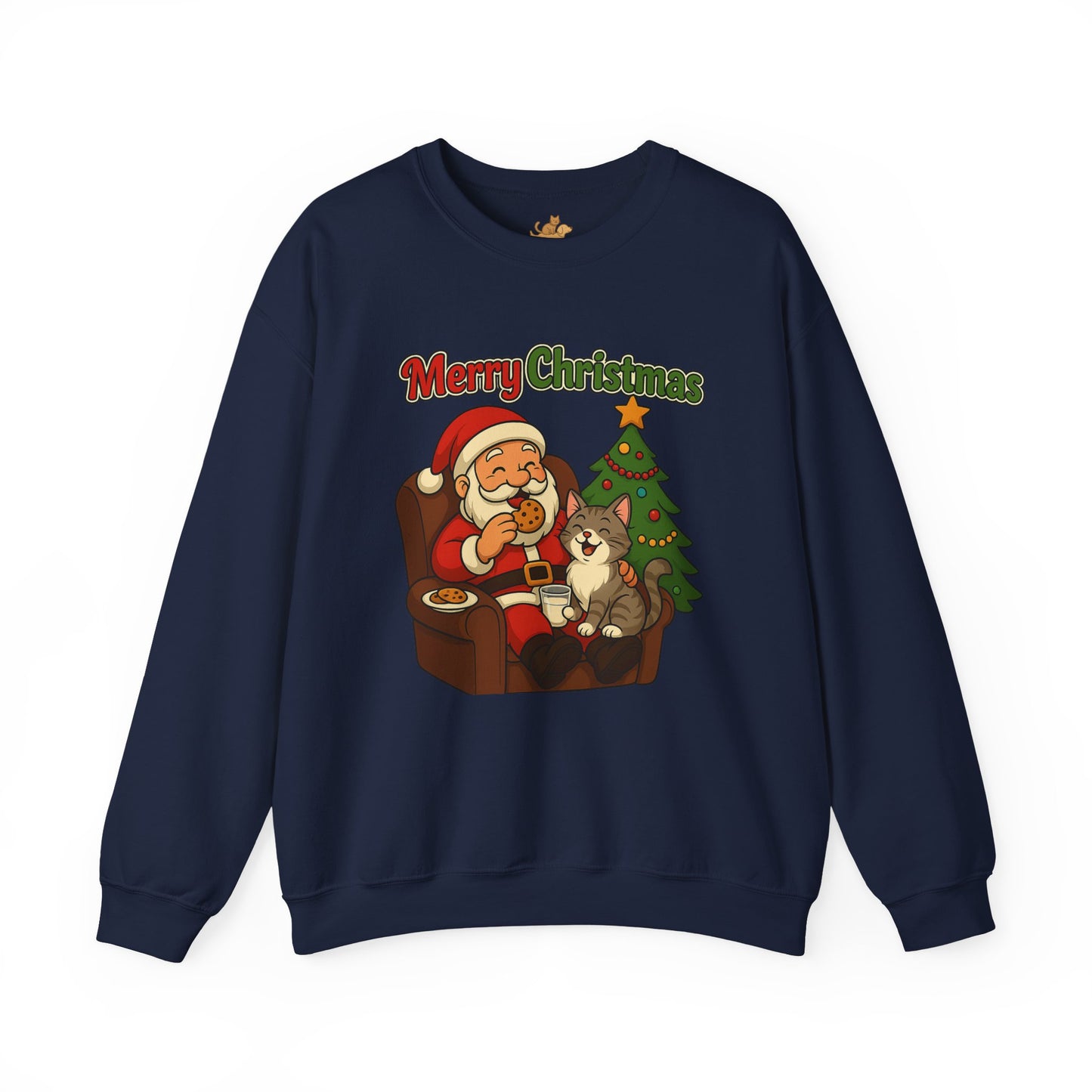 Merry Christmas Santa with Cat Crewneck