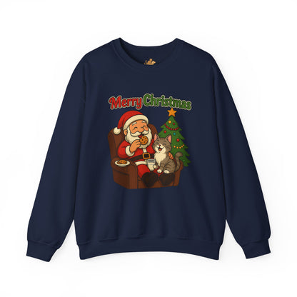 Merry Christmas Santa with Cat Crewneck