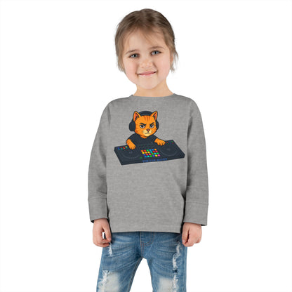 DJ Cat Toddler Long Sleeve Tee
