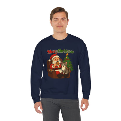 Merry Christmas Santa with Cat Crewneck